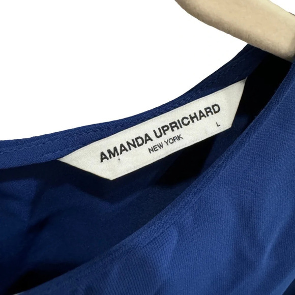 Amanda Uprichard Copeland Tie Front Mini Dress Ultramarine Royal Blue Size L - Picture 6 of 15